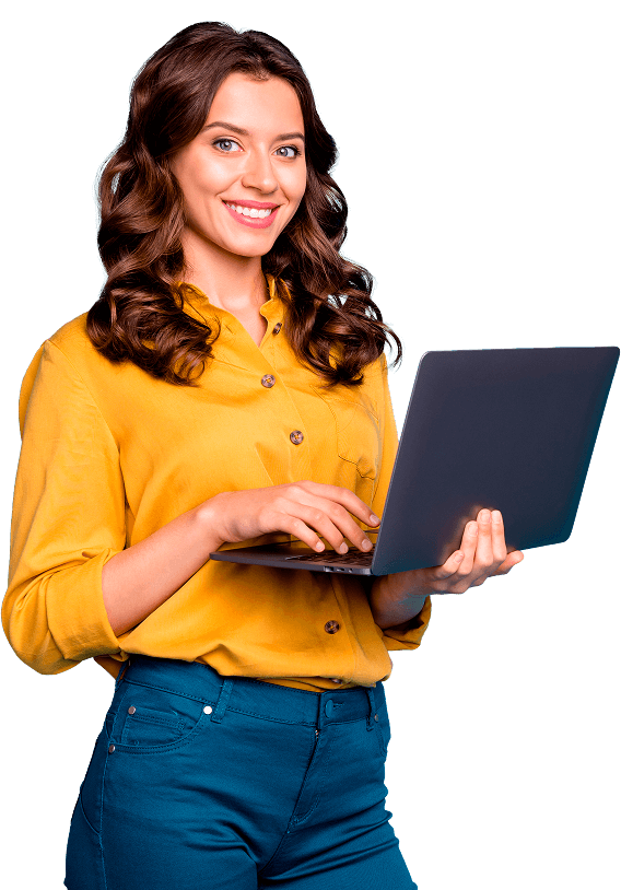 una mujer con una computadora trabaja con Soffid